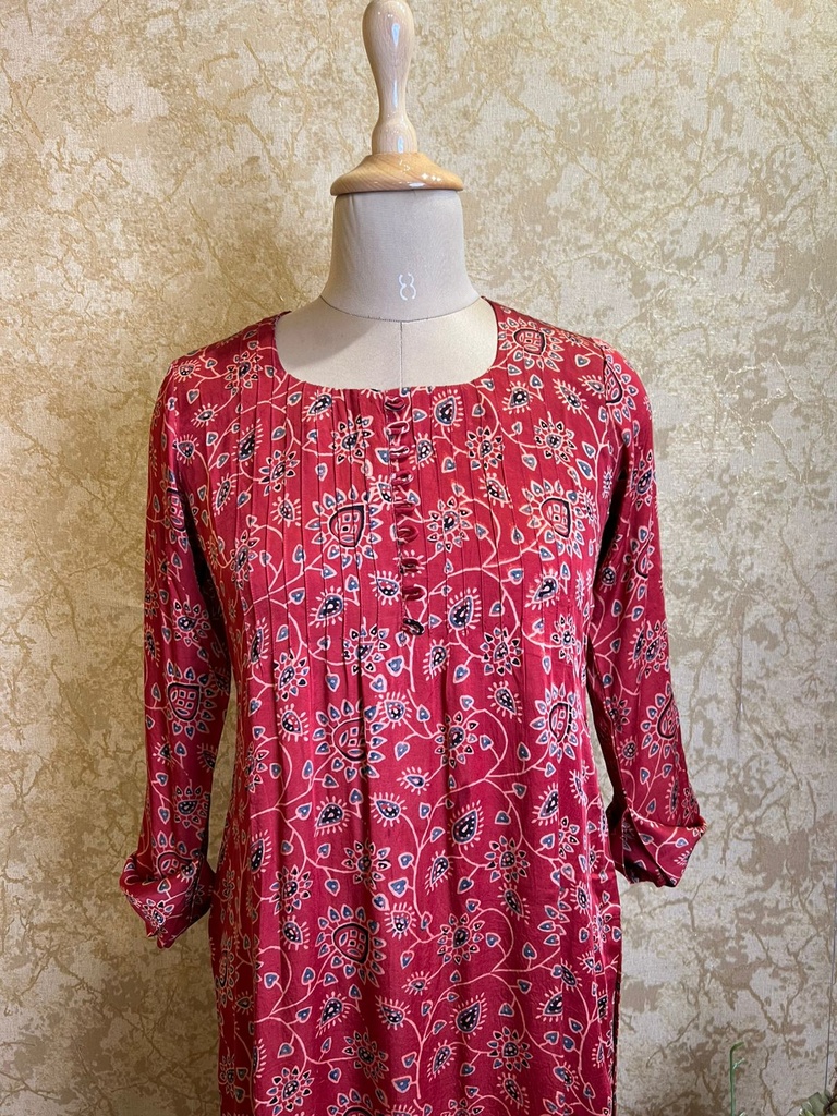 Ajrakh Modal Silk Kurti 5053