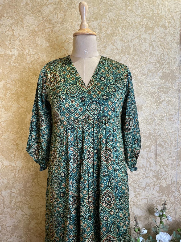 Ajrakh Modal Silk Kurti 5053