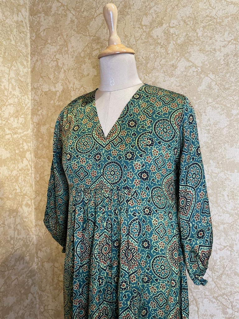 Ajrakh Modal Silk Kurti 5053