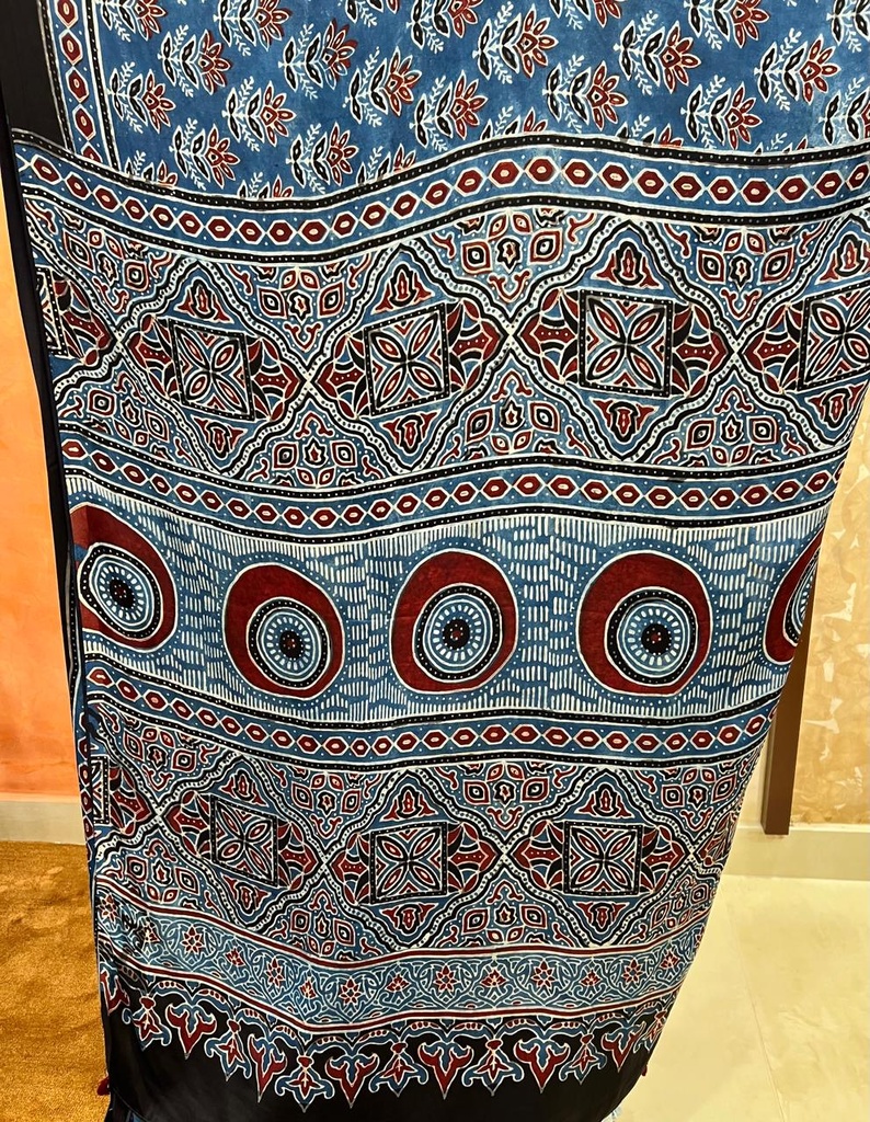 Premium Ajrakh Modal Silk Saree 5033