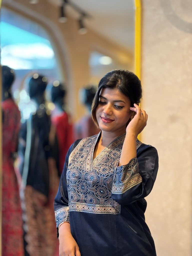 Ajrakh Mashru Silk Coord Set 