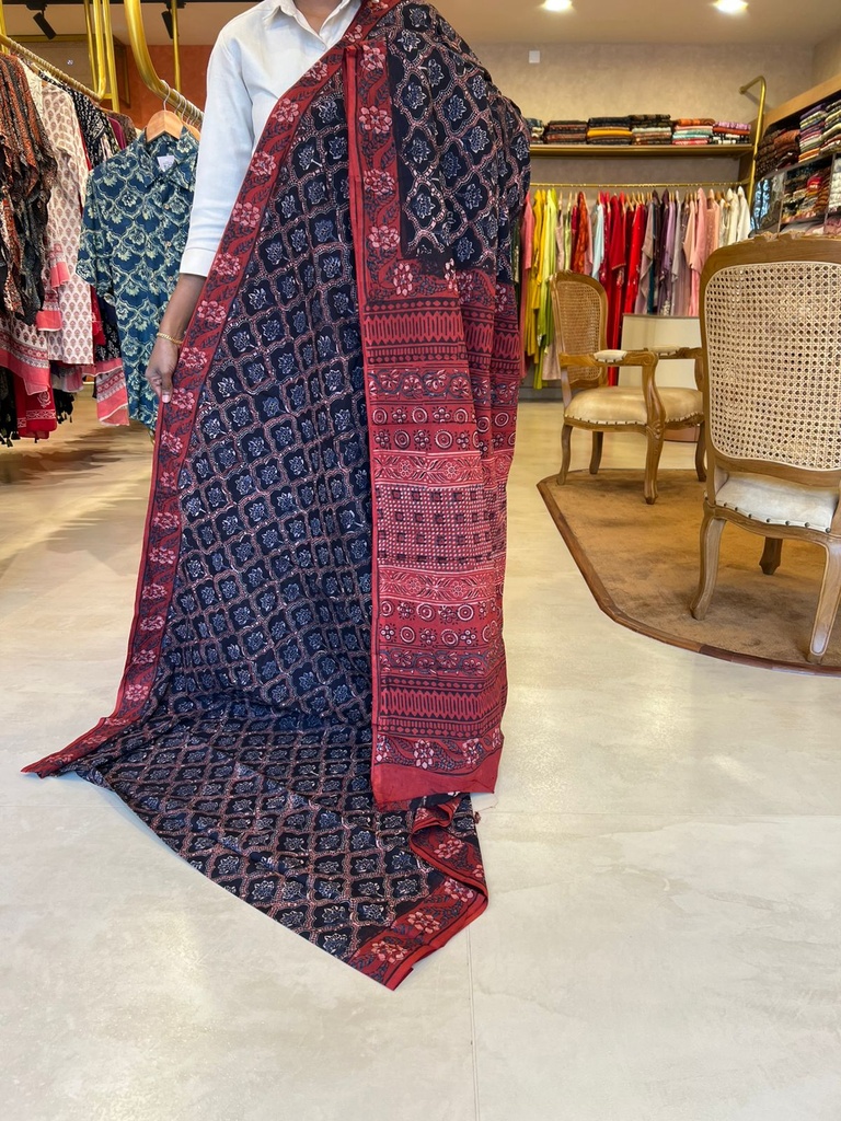 Ajrakh Cotton Sarees 4552