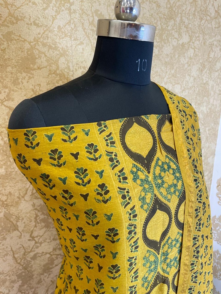 Ajrakh Chanderi Silk Cotton Top And Dupatta 4246