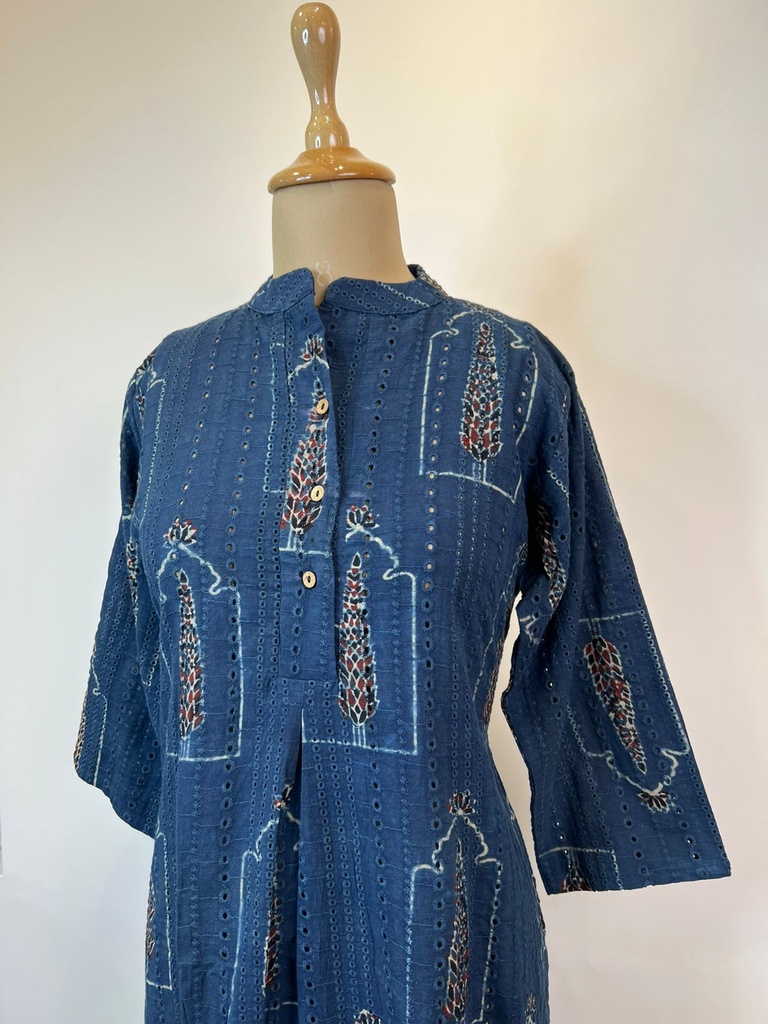 Ajrakh Hakoba Cotton Kurti 5054