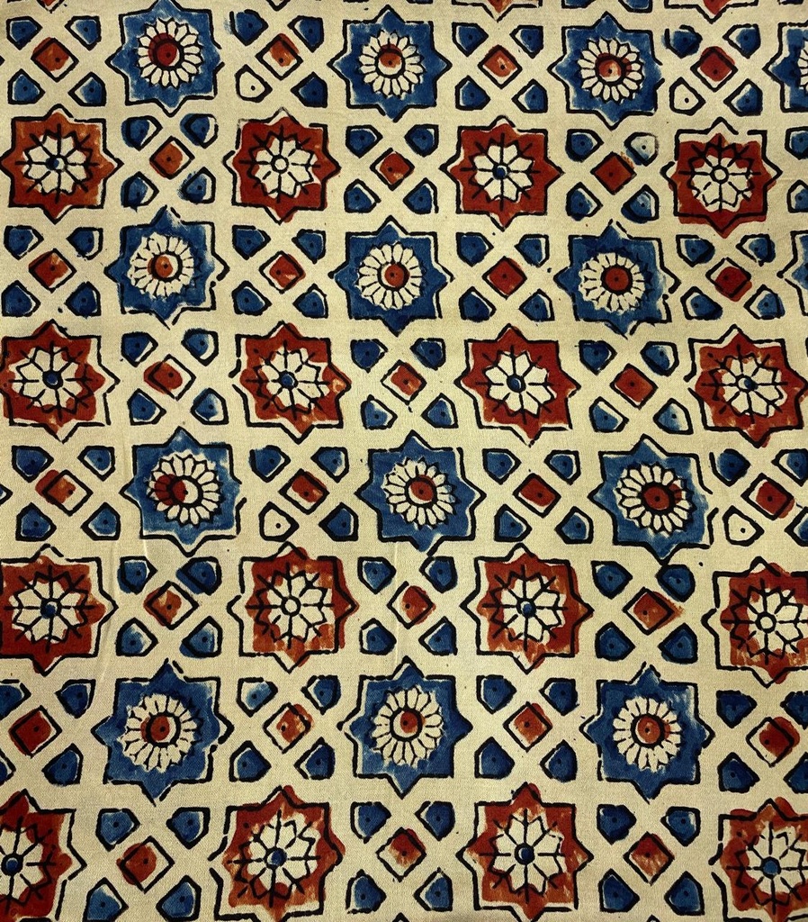 Ajrakh Handblock printed Modal Silk fabric 5019