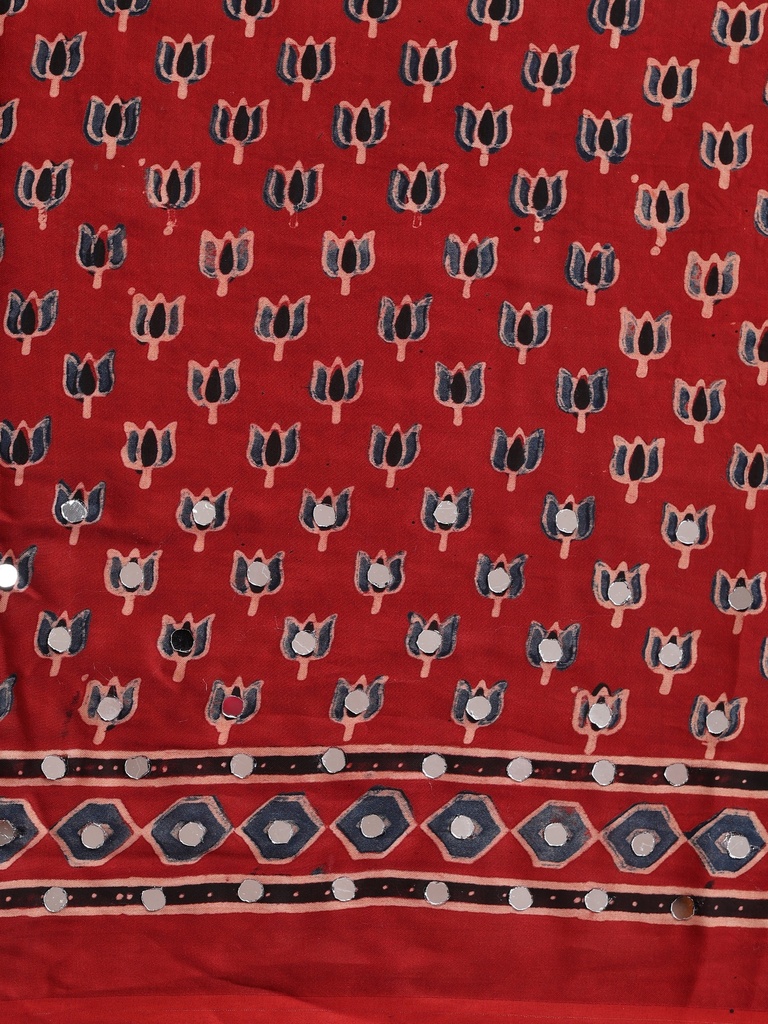 Ajrakh Modal Silk Mirror Saree 5036