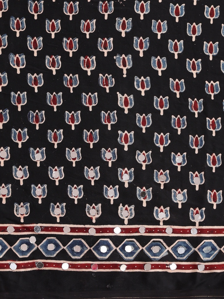 Ajrakh Modal Silk Mirror Saree 5036