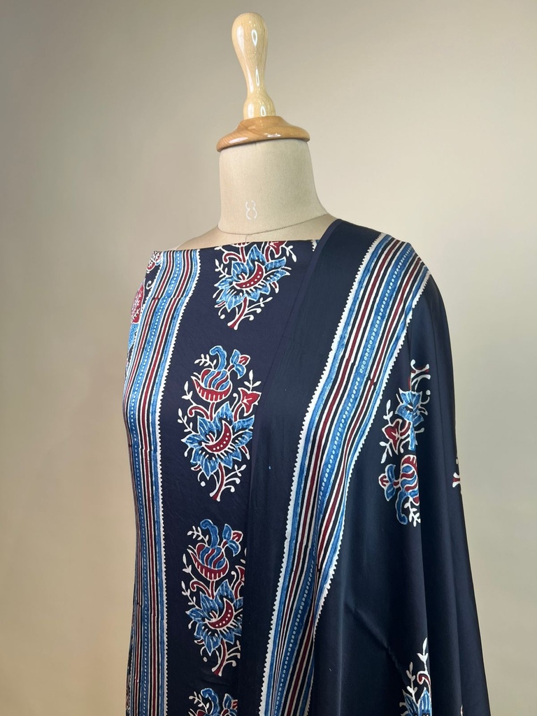 Ajrakh Modal Silk Top and Dupatta Set 5048