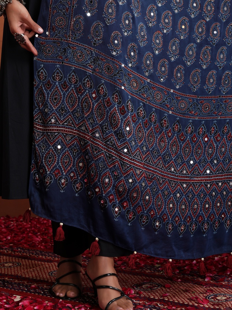 Ajrakh Handwork Silk Dupatta 5035