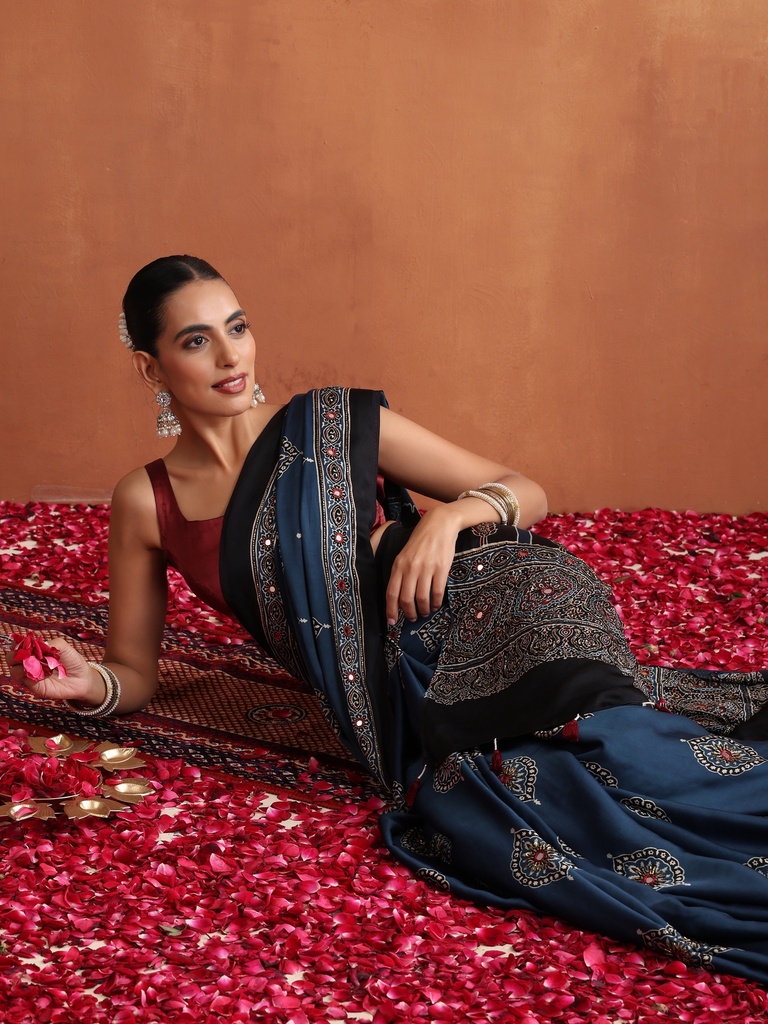 Designer Ajrakh Modal Saree