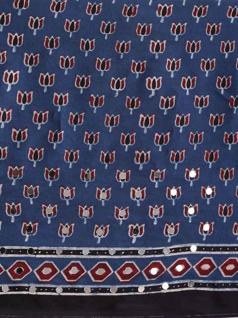 Ajrakh Modal Silk Mirror Saree 5036