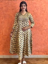 Ajrakh Handwork Anarkali Kurti 5028 Ivory