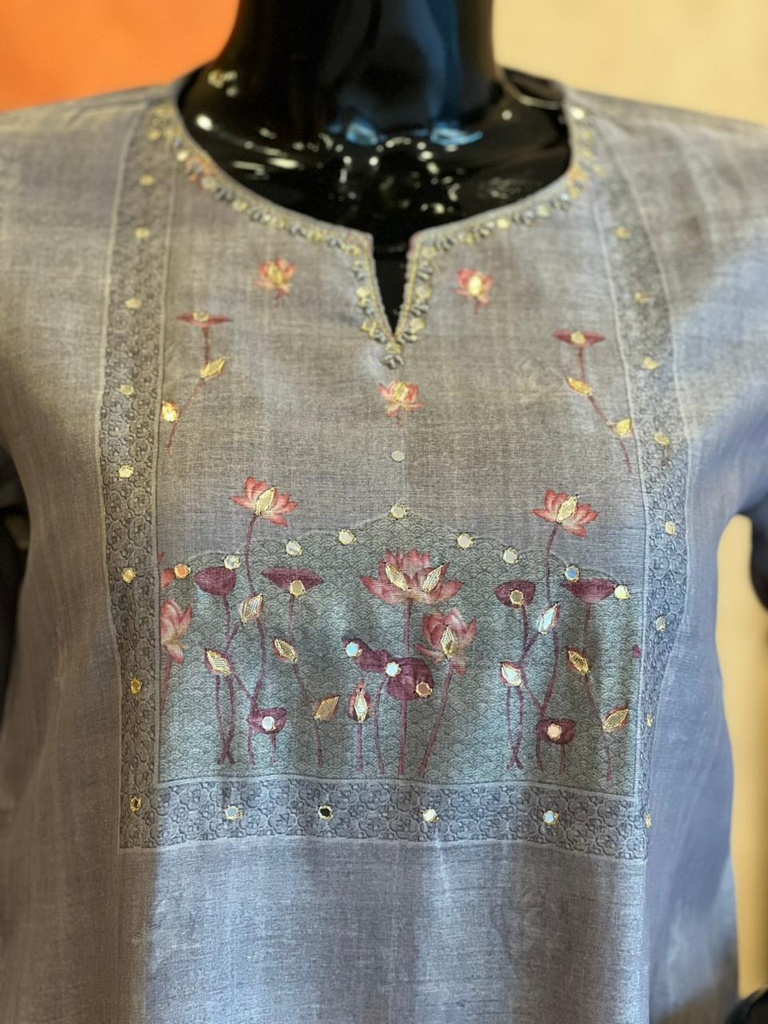Tissue Silk Kurti set 5028 Gray