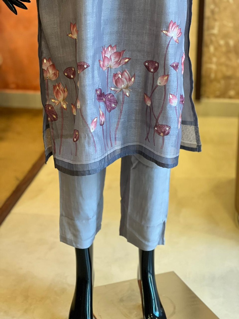 Tissue Silk Kurti set 5028 Gray