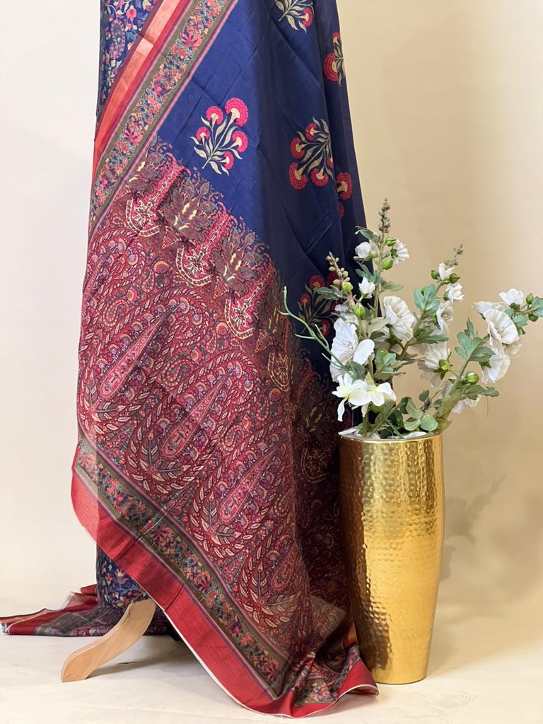 Maheshwari Silk Suits 5025 Blue Red