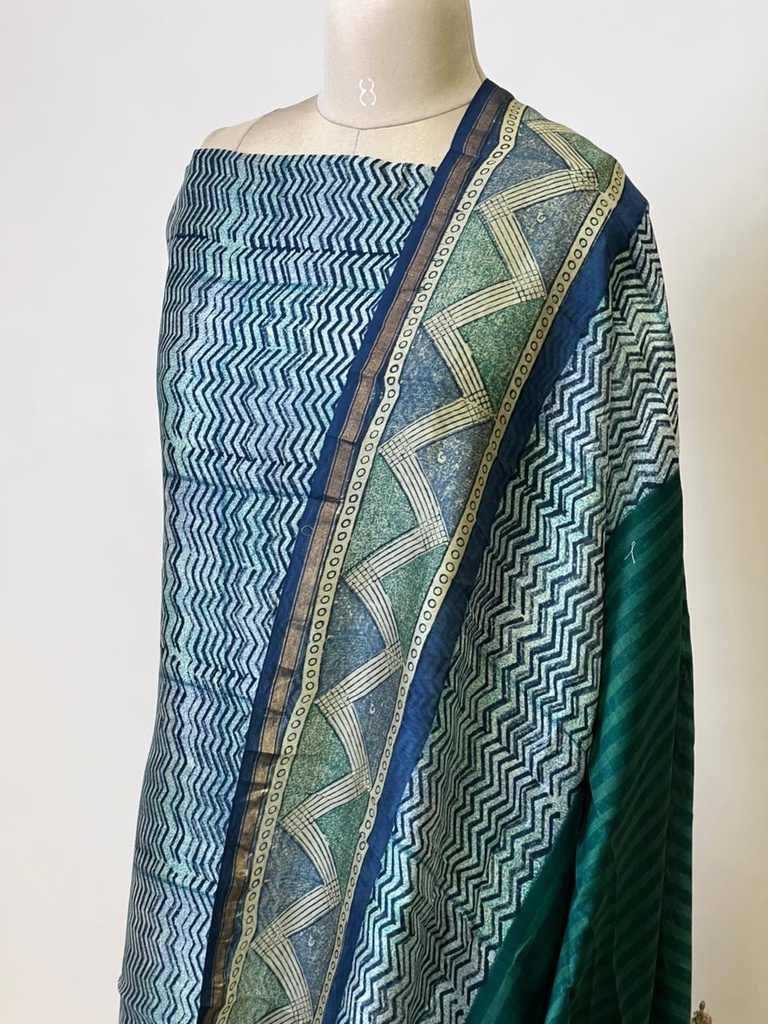 Maheshwari Silk Suits 5025 Blue Zigzag