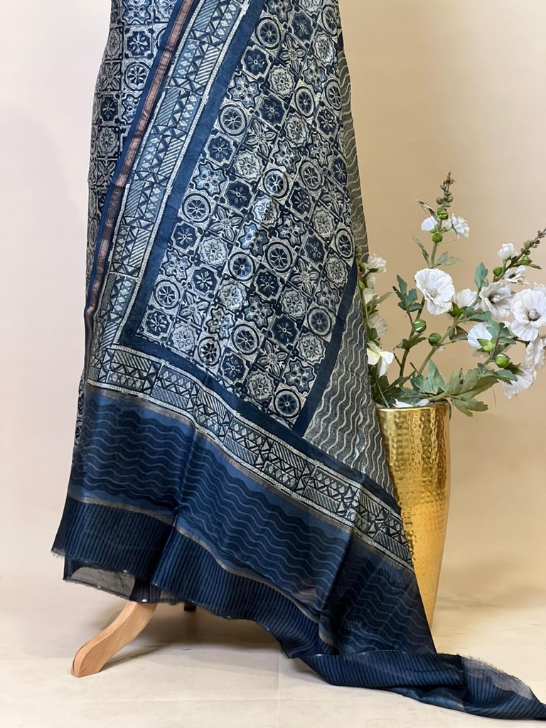 Maheshwari Silk Suits 5025 Navy Blue