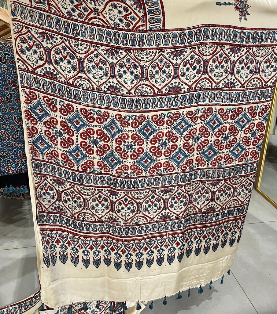 Ajrakh Modal Silk Sarees 5033