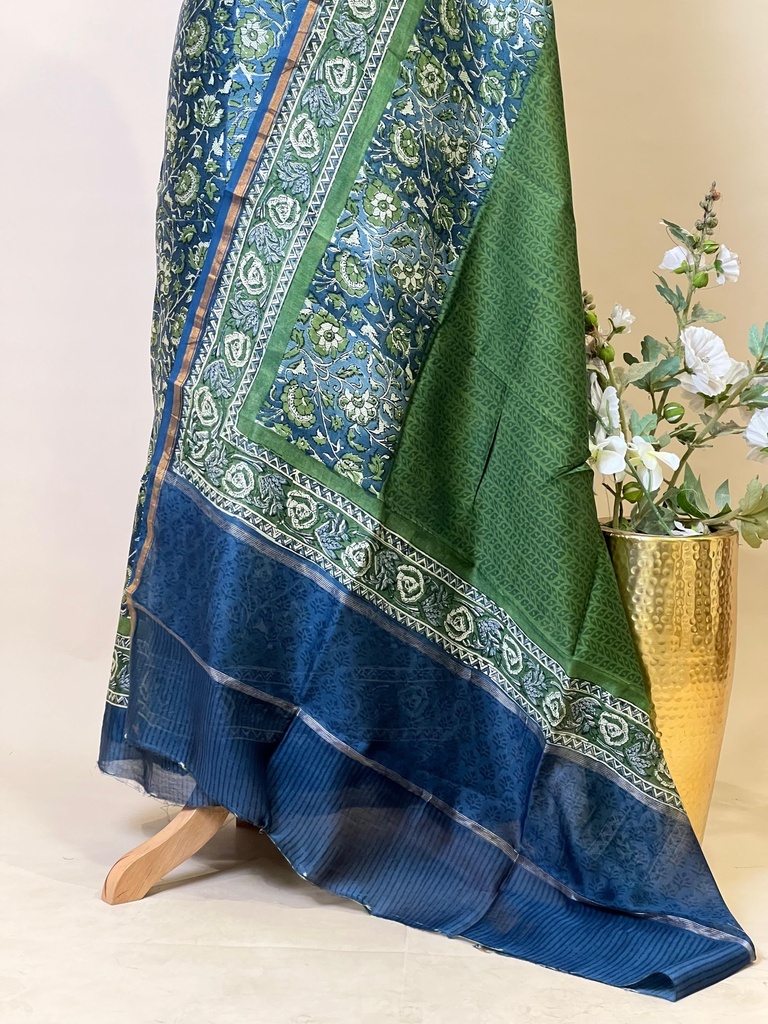 Maheshwari Silk Suits 5025 Green Blue