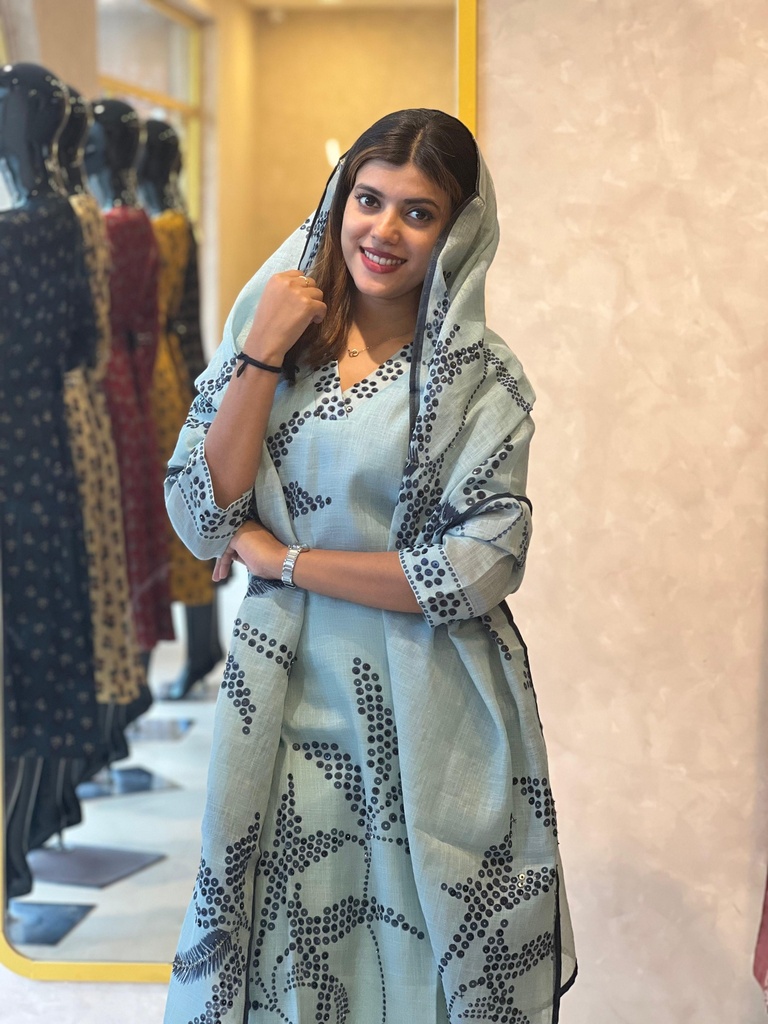 Linen Kurti Sets 5046