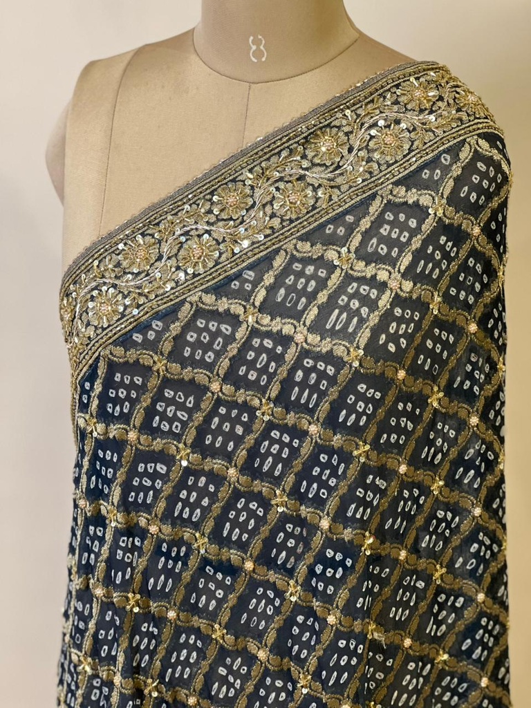 Khaddi Georgette Bandhani Dupatta 4781 Gray