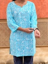 Short Cotton Kurtis 5056 Light Blue