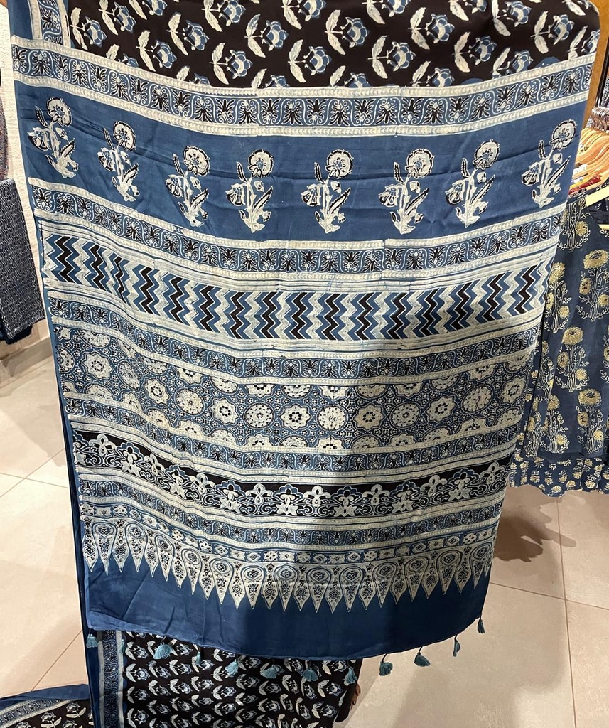 Premium Ajrakh Modal Silk Sarees 5033