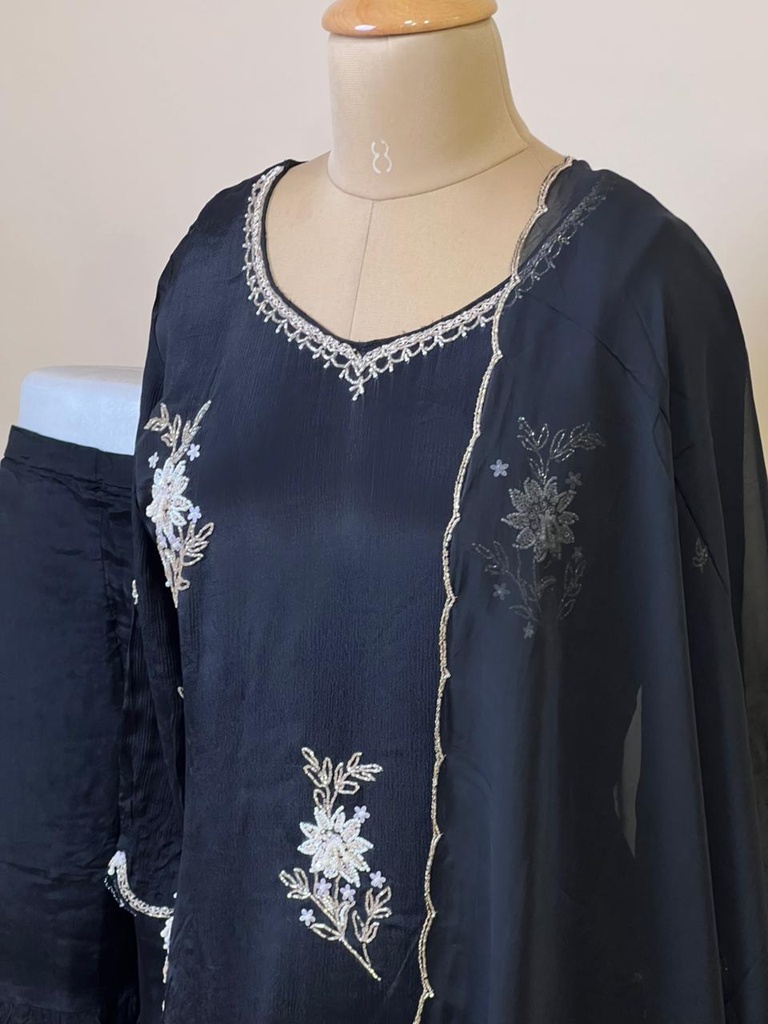 Designer Organza Kurti Sets 5046 Black