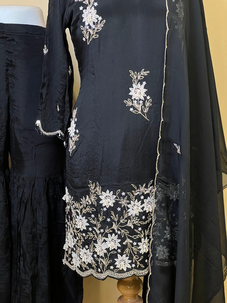 Designer Organza Kurti Sets 5046 Black