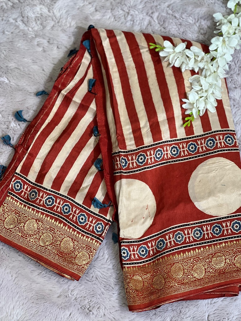 Ajrakh Dola Silk Sarees 5018 