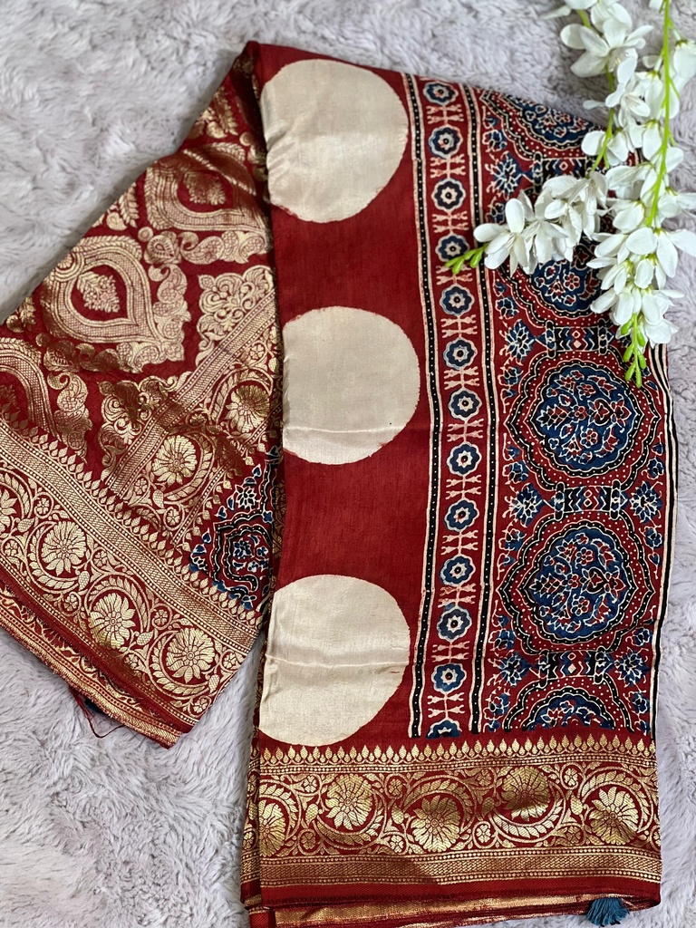 Ajrakh Dola Silk Sarees 5018 