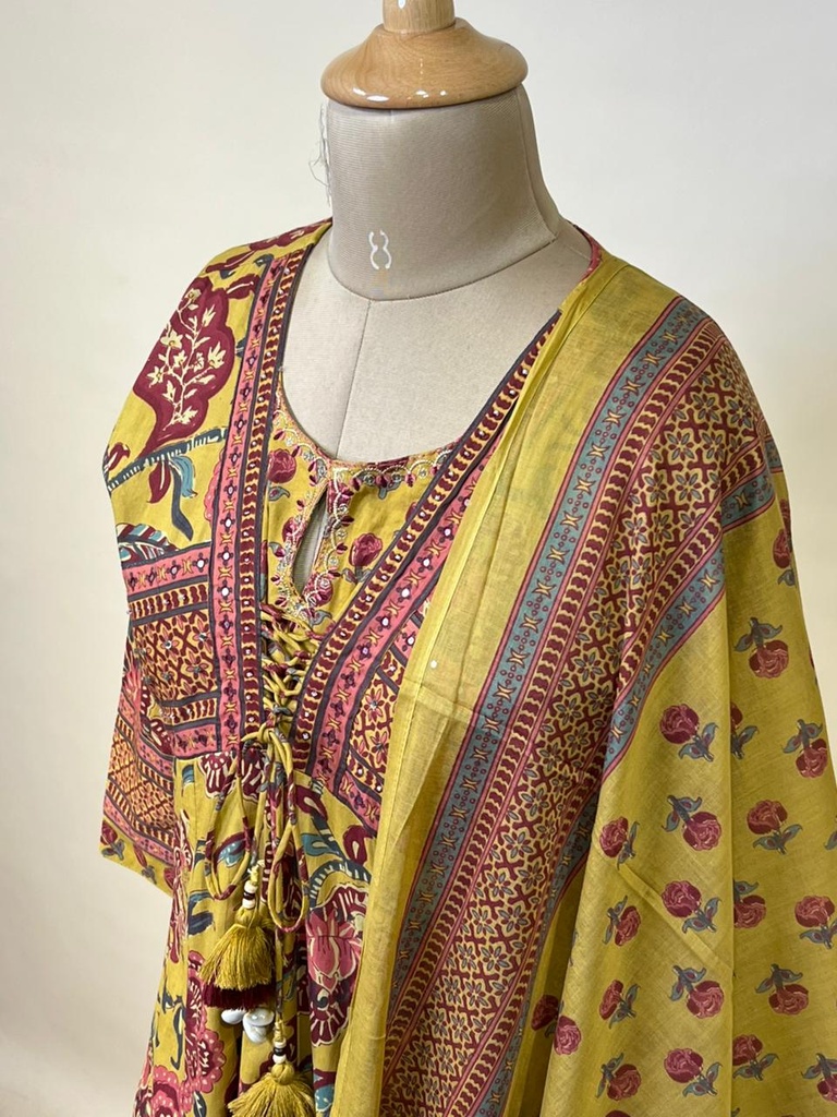  Premium Cotton Anarkali Kurti Set 5043