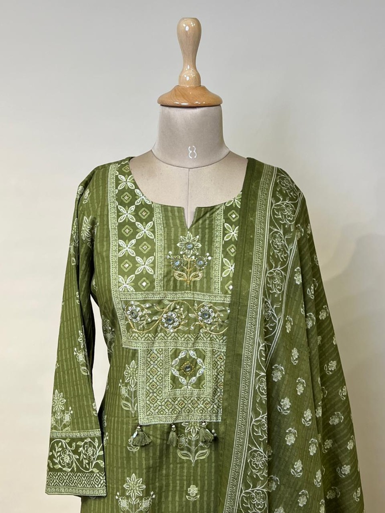 Premium Cotton Kurti Set 5609 Green