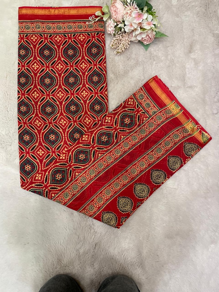 Ajrakh Cotton Sarees 5026