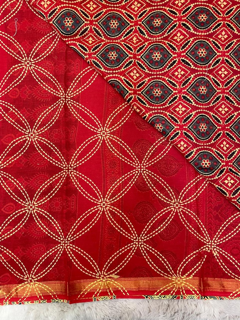 Ajrakh Cotton Sarees 5026