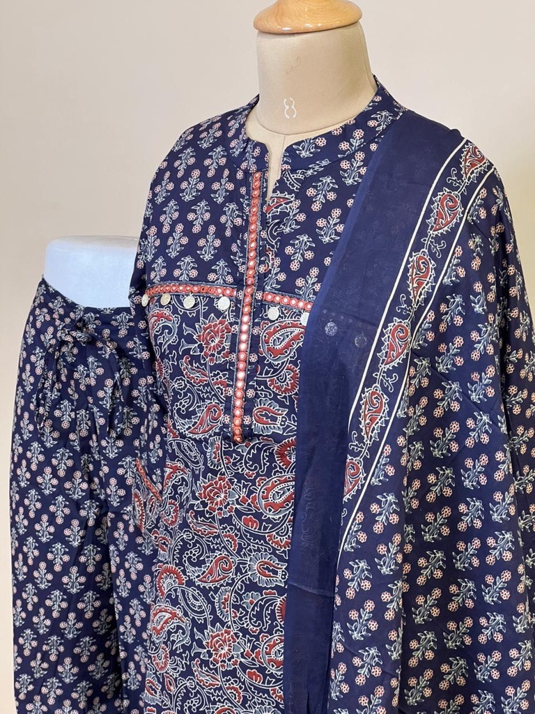 Ajrakh Cotton Kurti Sets 5043