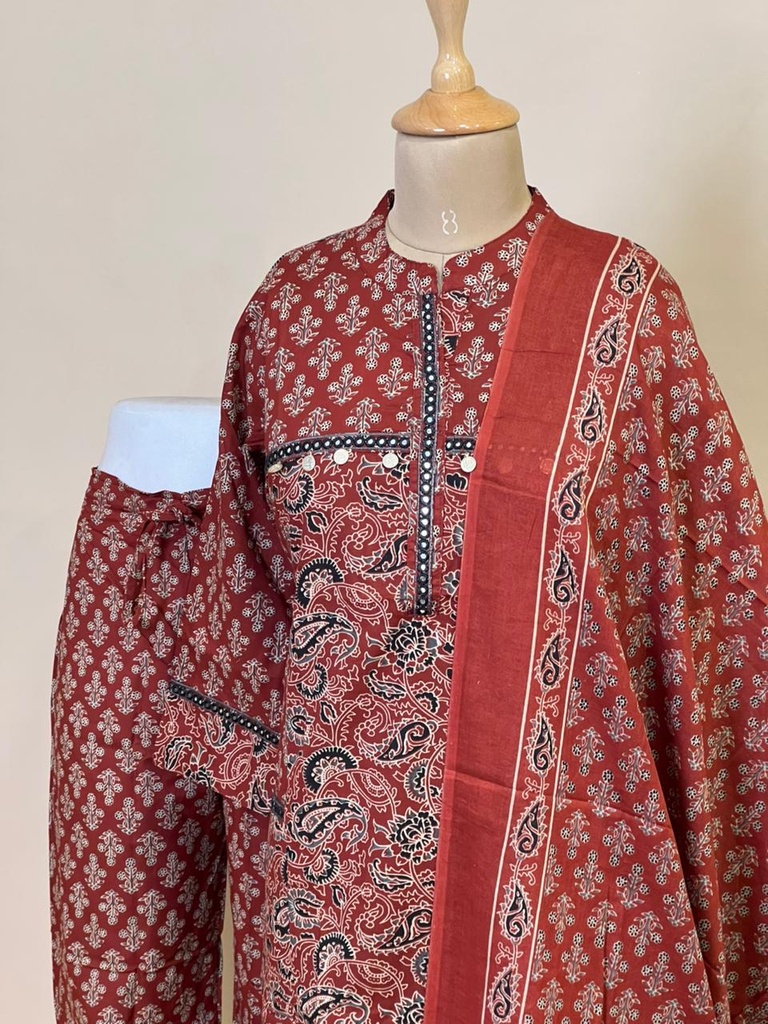 Ajrakh Cotton Kurti Sets 5043
