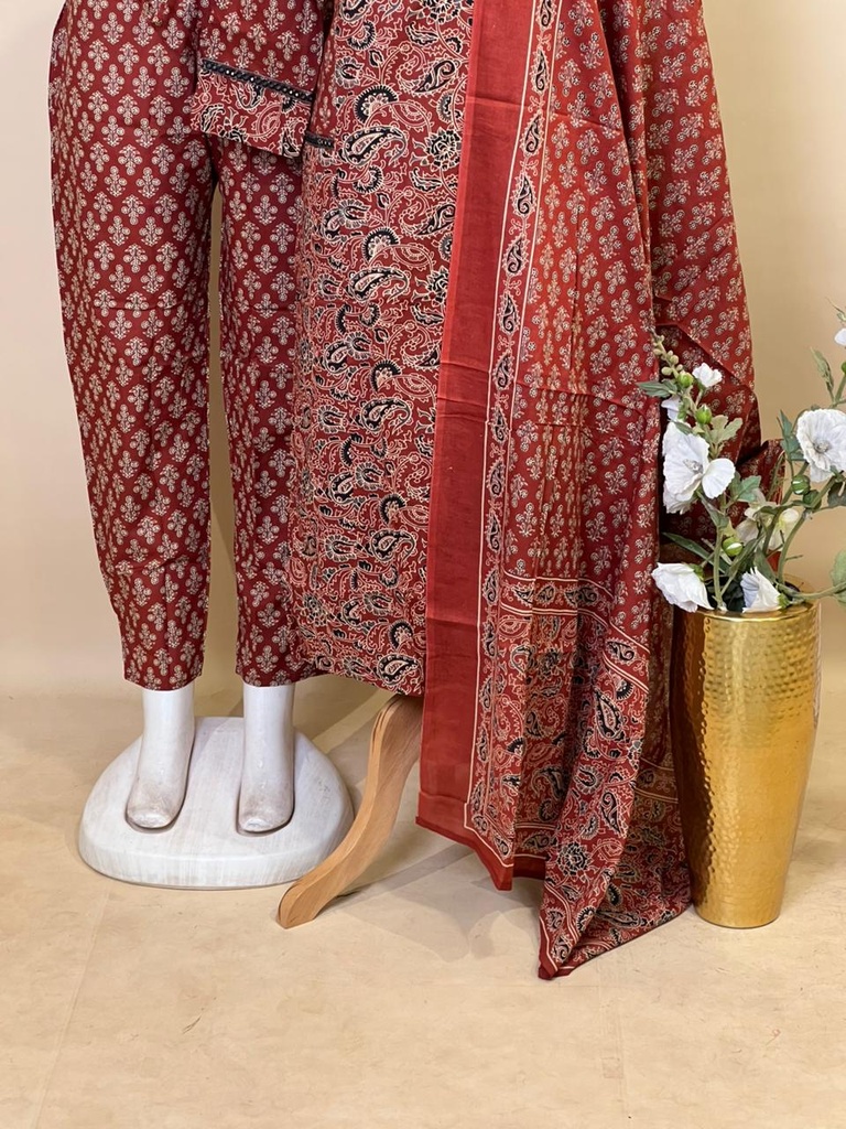 Ajrakh Cotton Kurti Sets 5043