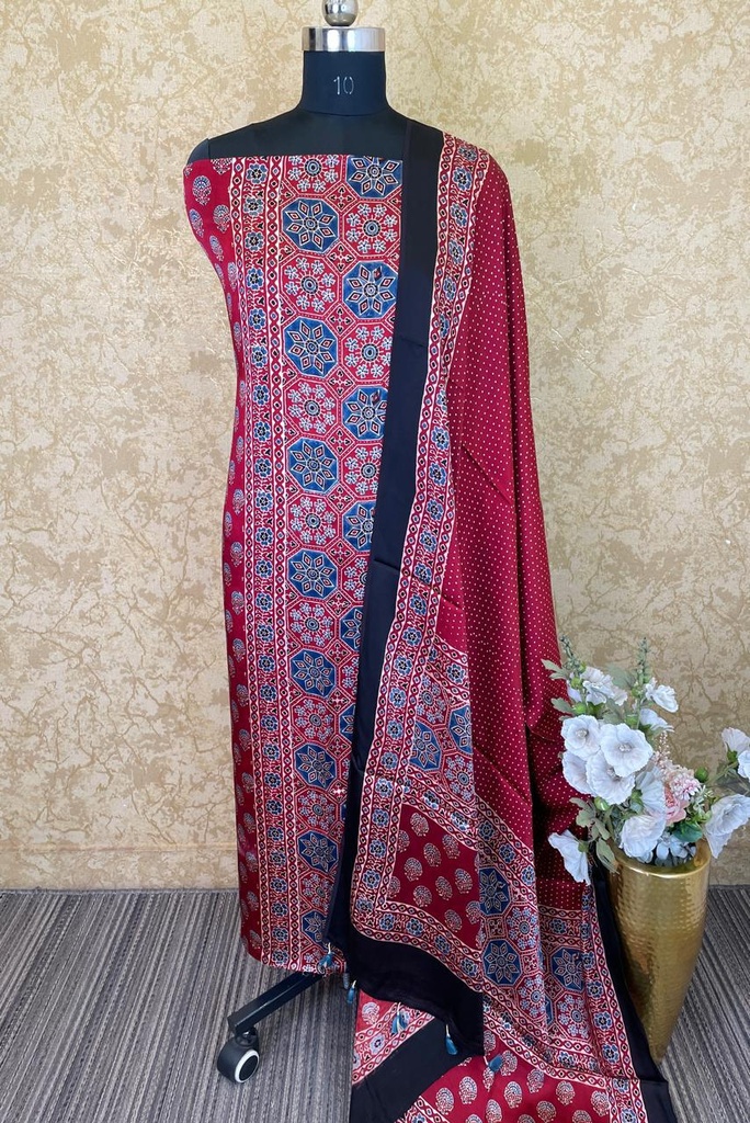 Ajrakh Modal Silk Suit 5012