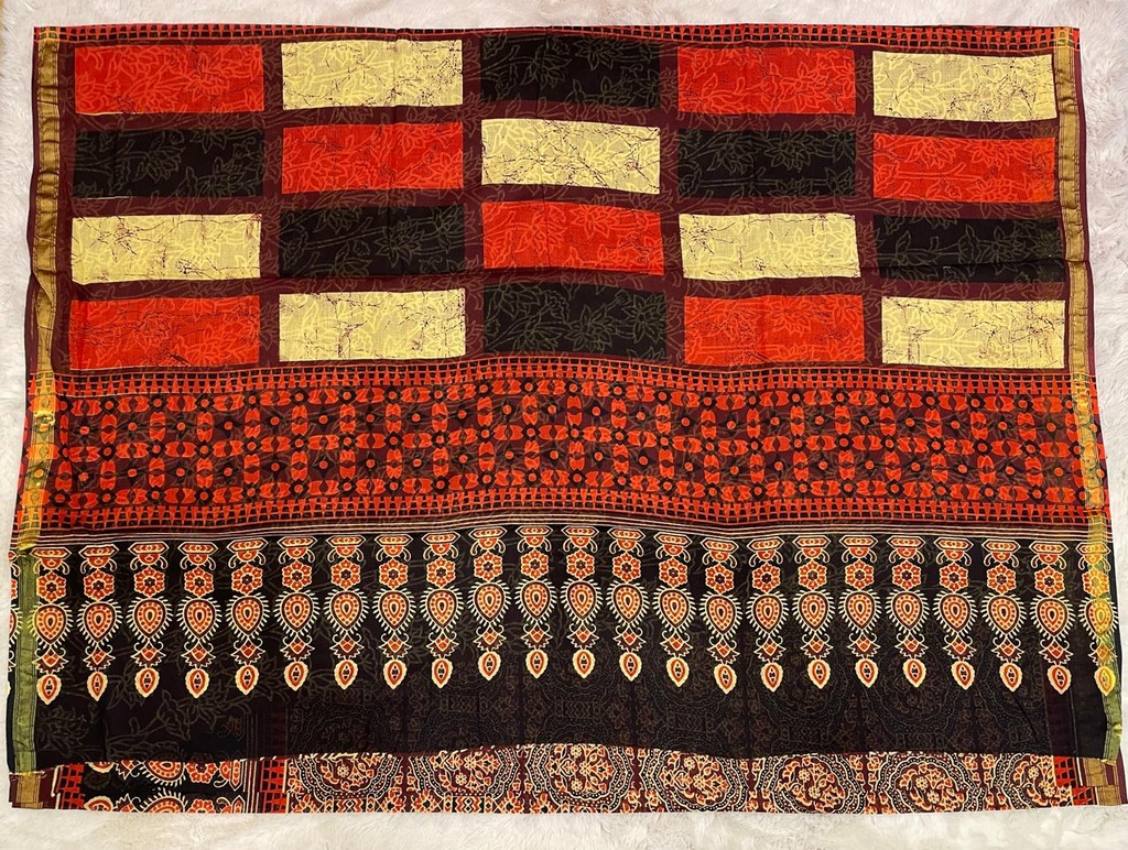 Ajrakh Cotton Sarees 5026