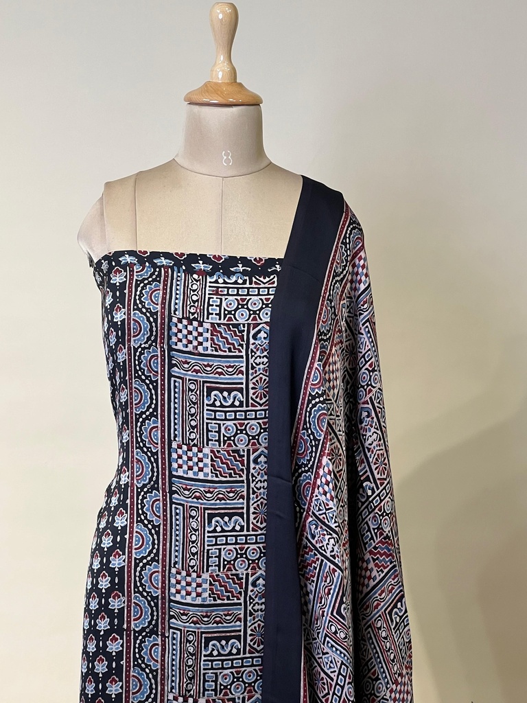 Ajrakh Modal Top Dupatta Sets 5012