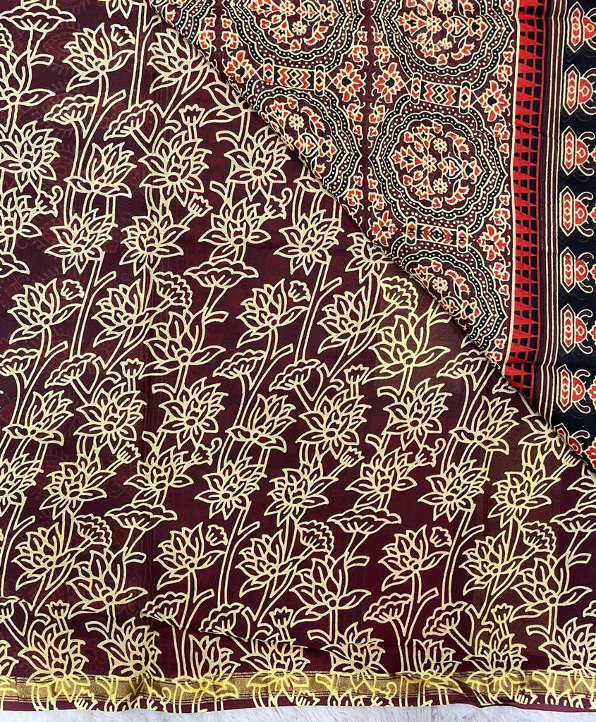 Ajrakh Cotton Sarees 5026