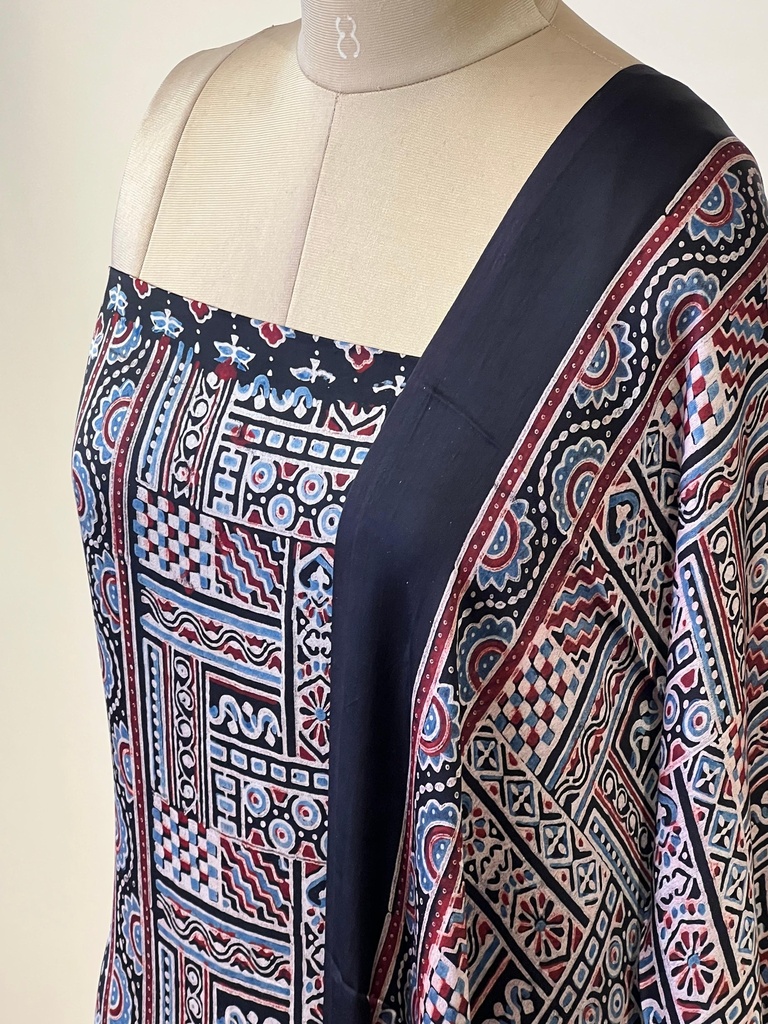 Ajrakh Modal Top Dupatta Sets 5012