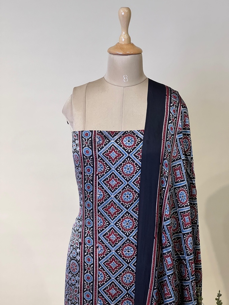 Ajrakh Modal Top Dupatta Sets 5012