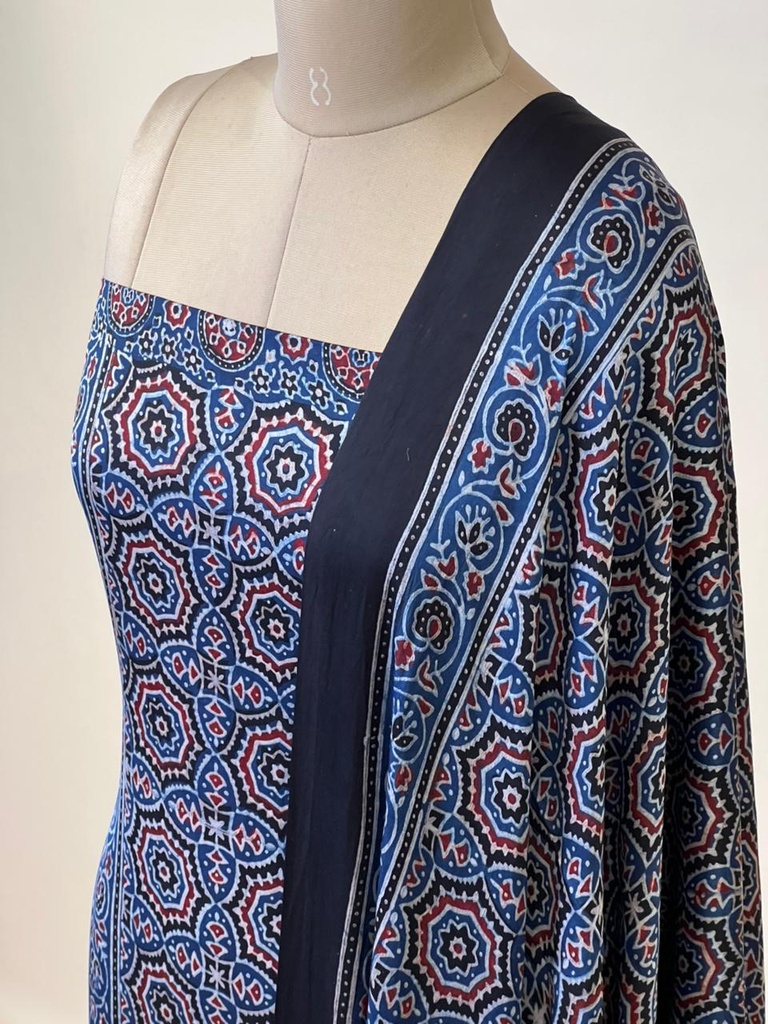Ajrakh Modal Top Dupatta Sets 5012