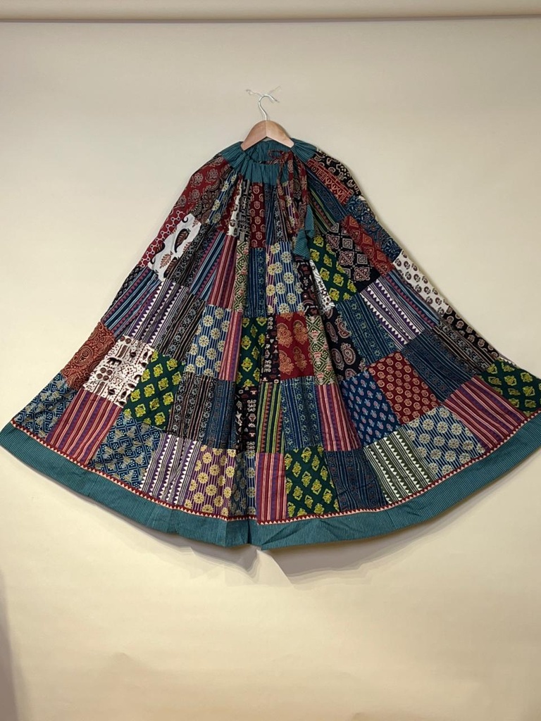 Ajrakh Boho Skirts Green 4556