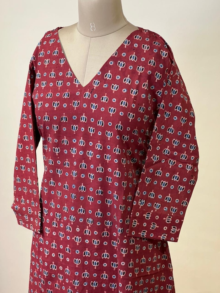Ajrakh Aline Cotton Kurti 5028