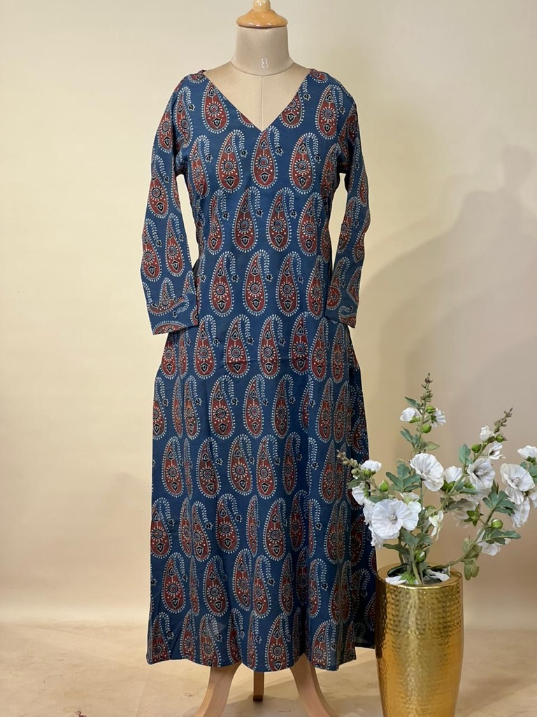 Ajrakh Aline Cotton Kurti 5028