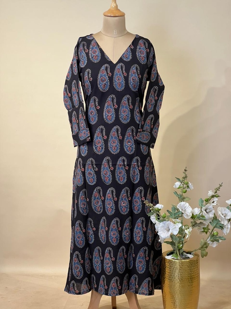 Ajrakh Aline Cotton Kurti 5028