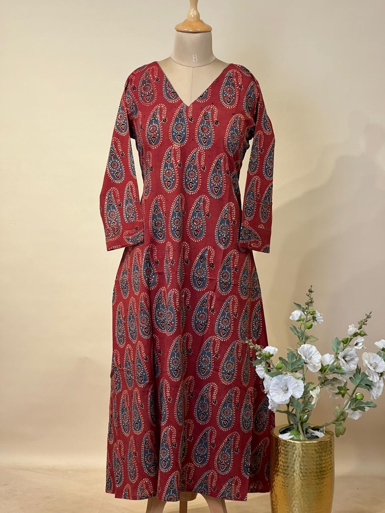Ajrakh Aline Cotton Kurti 5028